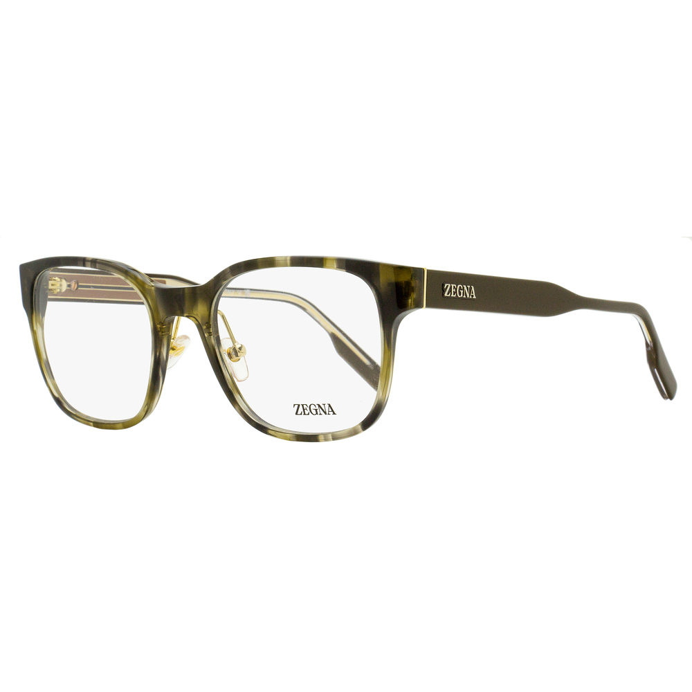 Zegna Square Acetate Eyeglasses EZ5253 098 Green Havana 53mm